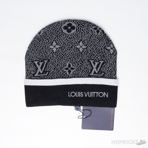 Louis Vuitton monogram gray black winter hat beanie one size fits all